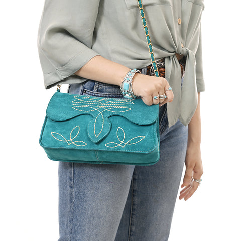 American Darling Boot Stitched Genuine Suede Leather Small Cross body Bag