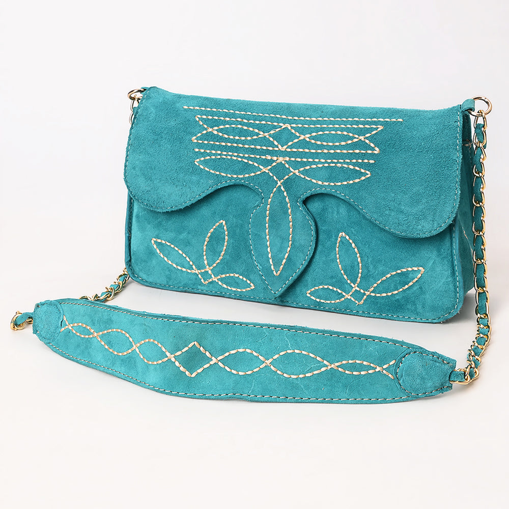 ADBGA692 Western Clutch Crossbody Bag with Cream Embroidery & Chain Strap