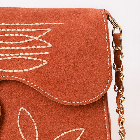 American Darling Boot Stitched Genuine Suede Leather Small Cross body Bag