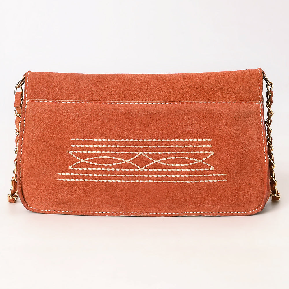 ADBGA692 Western Clutch Crossbody Bag with Cream Embroidery & Chain Strap