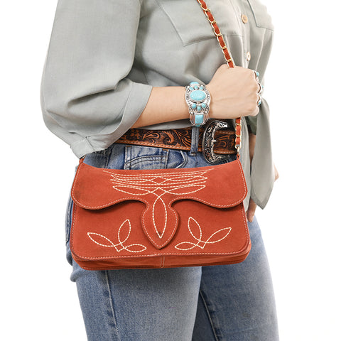 American Darling Boot Stitched Genuine Suede Leather Small Cross body Bag
