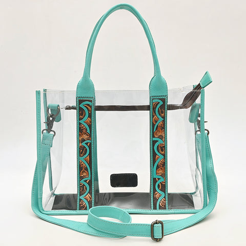 American Darling Clear Tote Bag | Hand Tooled Leather Stadium Approved