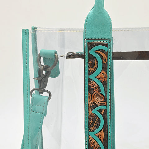 American Darling Clear Tote Bag | Hand Tooled Leather Stadium Approved