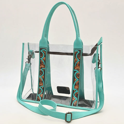 American Darling Clear Tote Bag | Hand Tooled Leather Stadium Approved