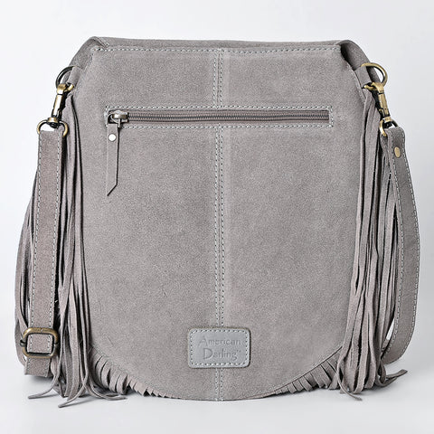 American Darling Western Boot Stitched Genuine Suede Leather Fringe Messenger Bag