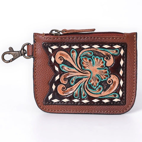 American Darling Hand Tooled Floral Genuine Leather Coin Purse