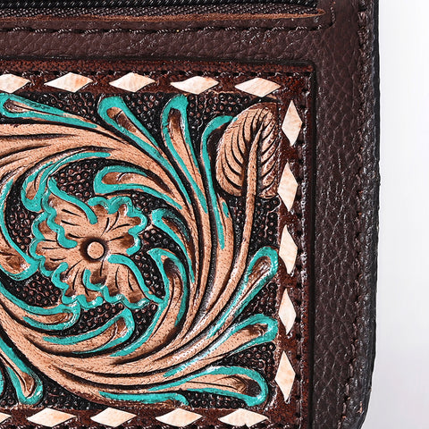 American Darling Hand Tooled Floral Genuine Leather Coin Purse