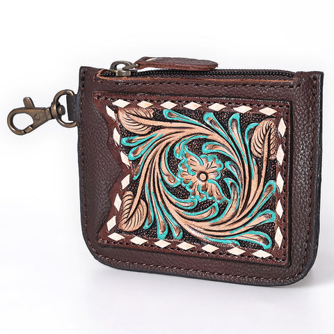 American Darling Hand Tooled Floral Genuine Leather Coin Purse
