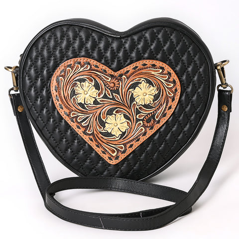 American Darling Quilted Hand Tooled Floral Carved Genuine Leather Canteen Bag