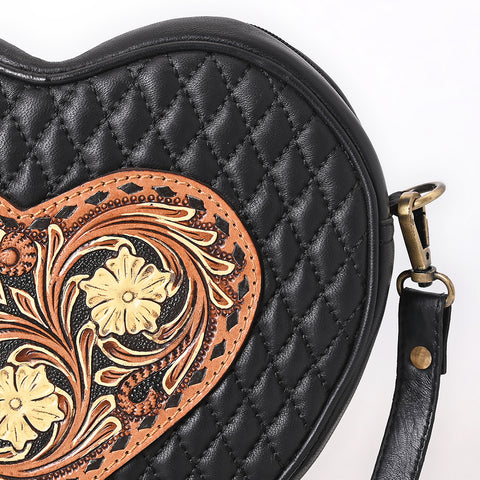 American Darling Quilted Hand Tooled Floral Carved Genuine Leather Canteen Bag