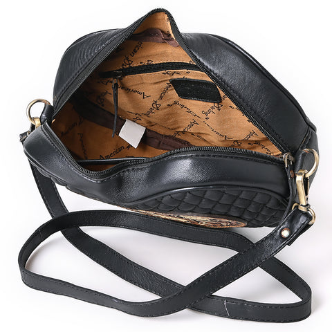 American Darling Quilted Hand Tooled Floral Carved Genuine Leather Canteen Bag