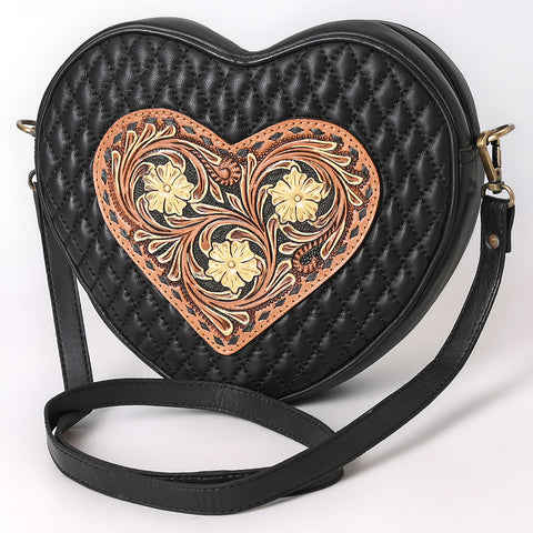 American Darling Quilted Hand Tooled Floral Carved Genuine Leather Canteen Bag