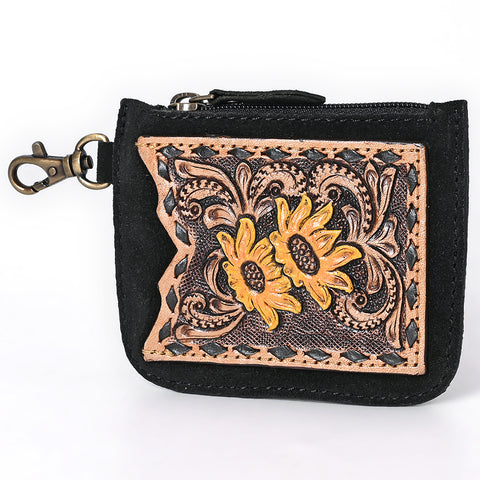American Darling Hand Tooled Floral Carved Genuine Leather Coin Purse