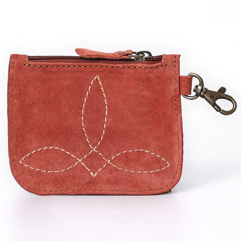 American Darling Hand Tooled Floral Carved Genuine Leather Coin Purse