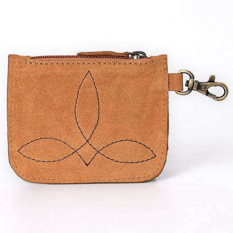 American Darling Hand Tooled Floral Carved Genuine Leather Coin Purse