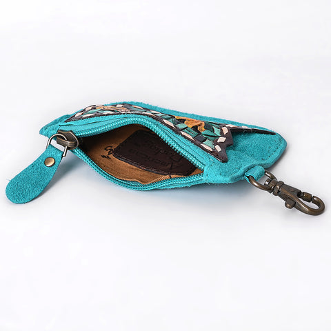 American Darling Hand Tooled Floral Carved Genuine Leather Coin Purse