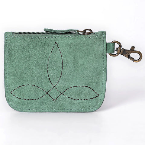 American Darling Hand Tooled Floral Carved Genuine Leather Coin Purse