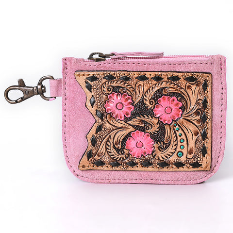 American Darling Hand Tooled Floral Carved Genuine Leather Coin Purse