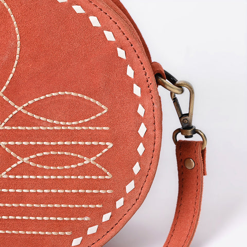 American Darling Boot Stitched Genuine Suede Leather Canteen Bag