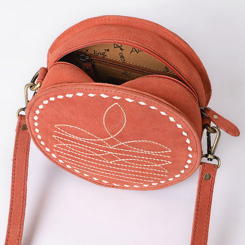 American Darling Boot Stitched Genuine Suede Leather Canteen Bag