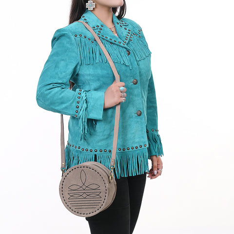 American Darling Boot Stitched Genuine Suede Leather Canteen Bag