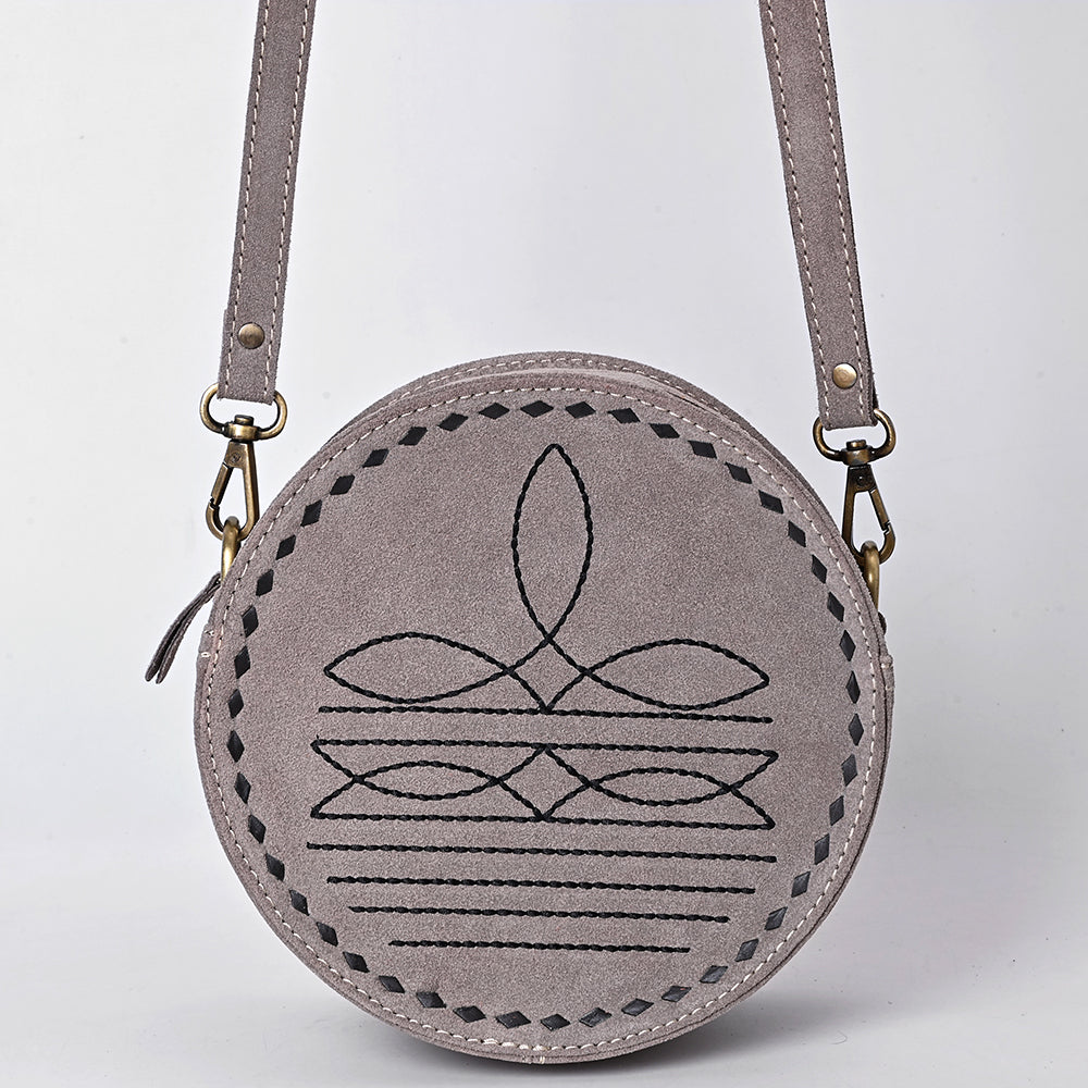 ADBGA620 Genuine Leather Western Canteen Bag-Round Crossbody for Women