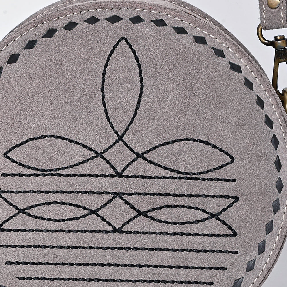 ADBGA620 Genuine Leather Western Canteen Bag-Round Crossbody for Women