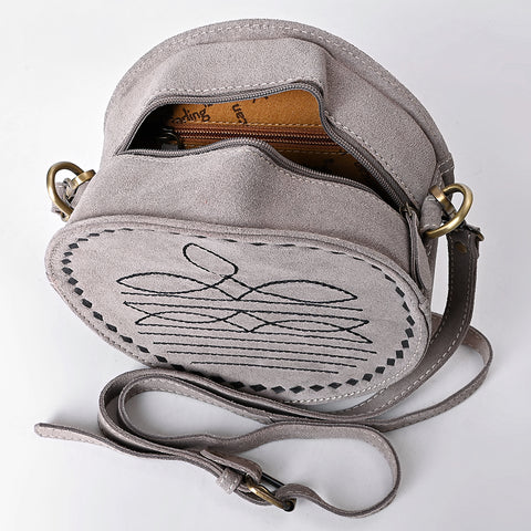American Darling Boot Stitched Genuine Suede Leather Canteen Bag
