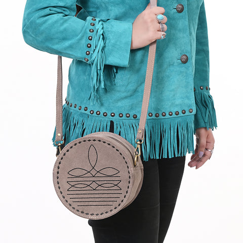 American Darling Boot Stitched Genuine Suede Leather Canteen Bag