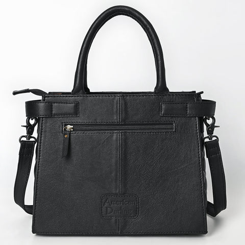 American Darling Quilted Genuine Leather Tote | Hand-Tooled Floral Panel Shoulder Bag