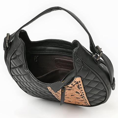 American Darling Quilted Genuine Leather Hobo Bag | Hand-Tooled Floral Accent Shoulder Bag