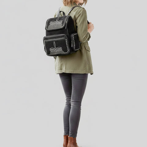 American Darling Genuine Suede Backpack Bag | Western Boot Stitched Bag