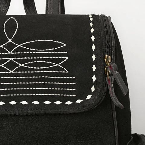 American Darling Genuine Suede Backpack Bag | Western Boot Stitched Bag