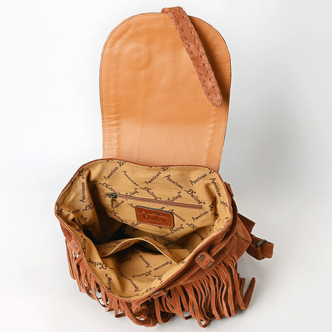 American Darling Genuine Suede Fringe Backpack | Western Concho Boot Stitched Bag