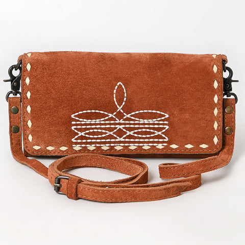 American Darling Genuine Suede Crossbody Bag | Western Boot Stitched Crossbody Purse