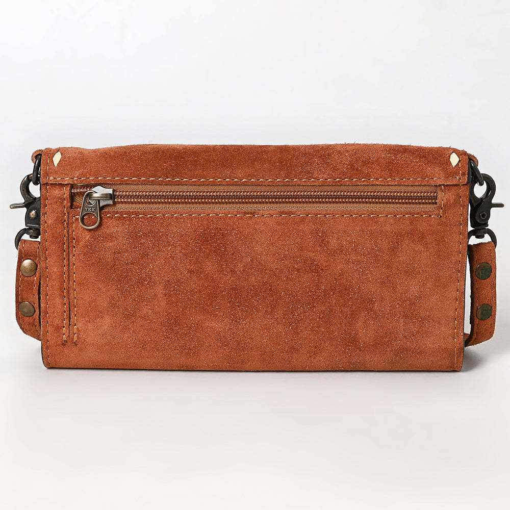 ADBG1712 Genuine Leather Wallet Bag with White Western Stitching & Adjustable Strap