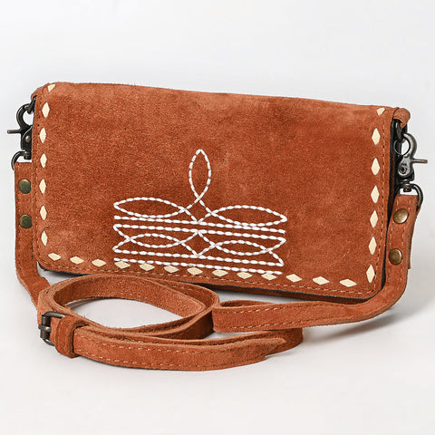 American Darling Genuine Suede Crossbody Bag | Western Boot Stitched Crossbody Purse