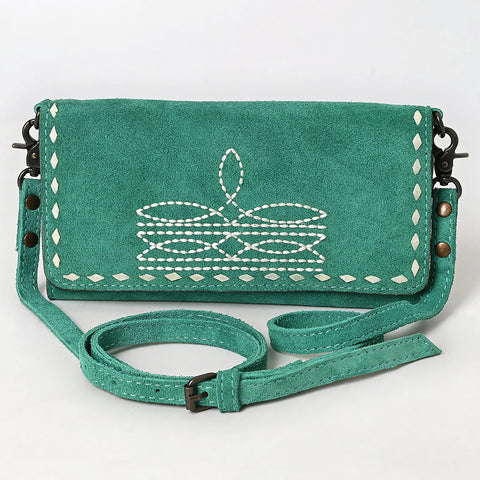 American Darling Genuine Suede Crossbody Bag | Western Boot Stitched Crossbody Purse