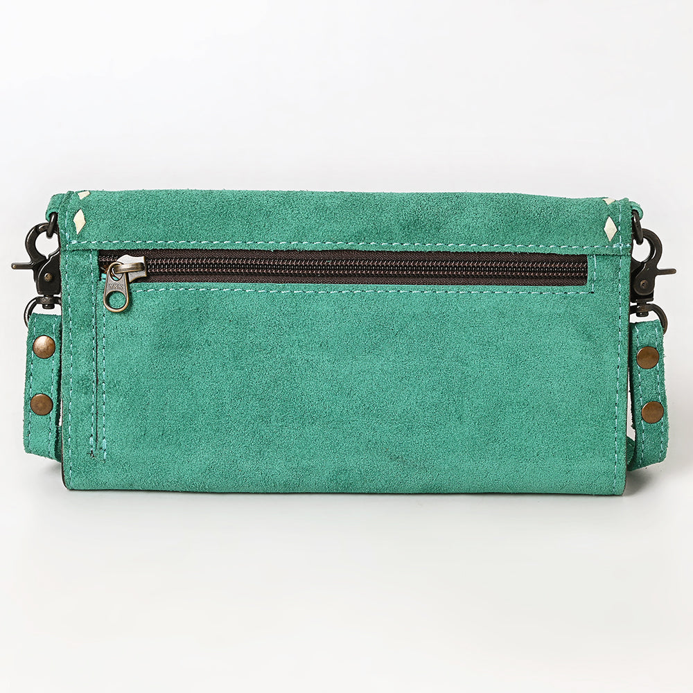 ADBG1712 Genuine Leather Wallet Bag with White Western Stitching & Adjustable Strap
