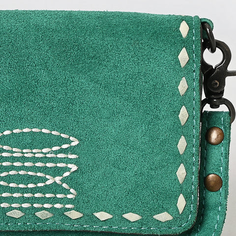 American Darling Genuine Suede Crossbody Bag | Western Boot Stitched Crossbody Purse