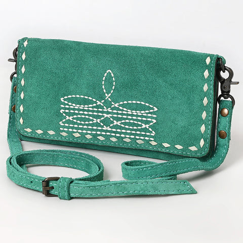 American Darling Genuine Suede Crossbody Bag | Western Boot Stitched Crossbody Purse