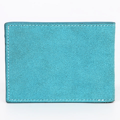 ADBGZ919 Genuine suede Leather Bifold Wallet with White Embroidered Stitch Detail