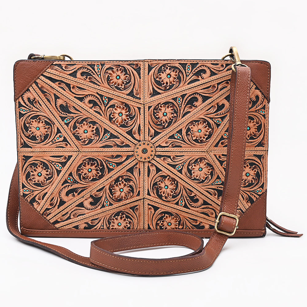 ADBGA752 Portfolio Hand Tooled Genuine Leather women bag western Bag