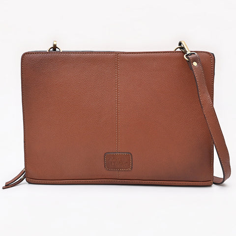 American Darling Hand Tooled Floral Carved Genuine Leather Portfolio Bag