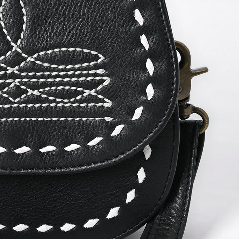 ADBGM592 Western Stitch Leather Crossbody - Cowgirl Saddle Purse