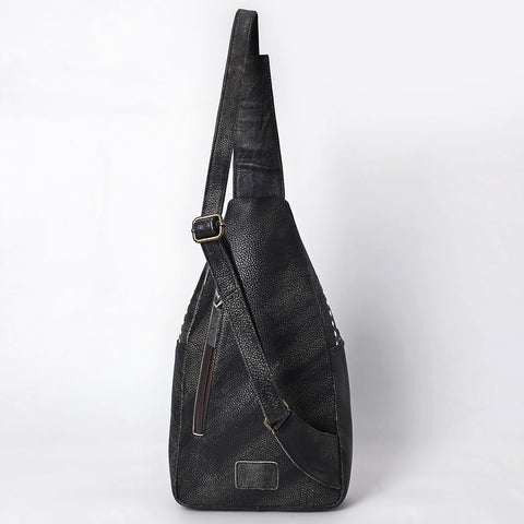 ADBGM605 Genuine Leather Western Sling Bag with White Stitching & Crossbody Strap