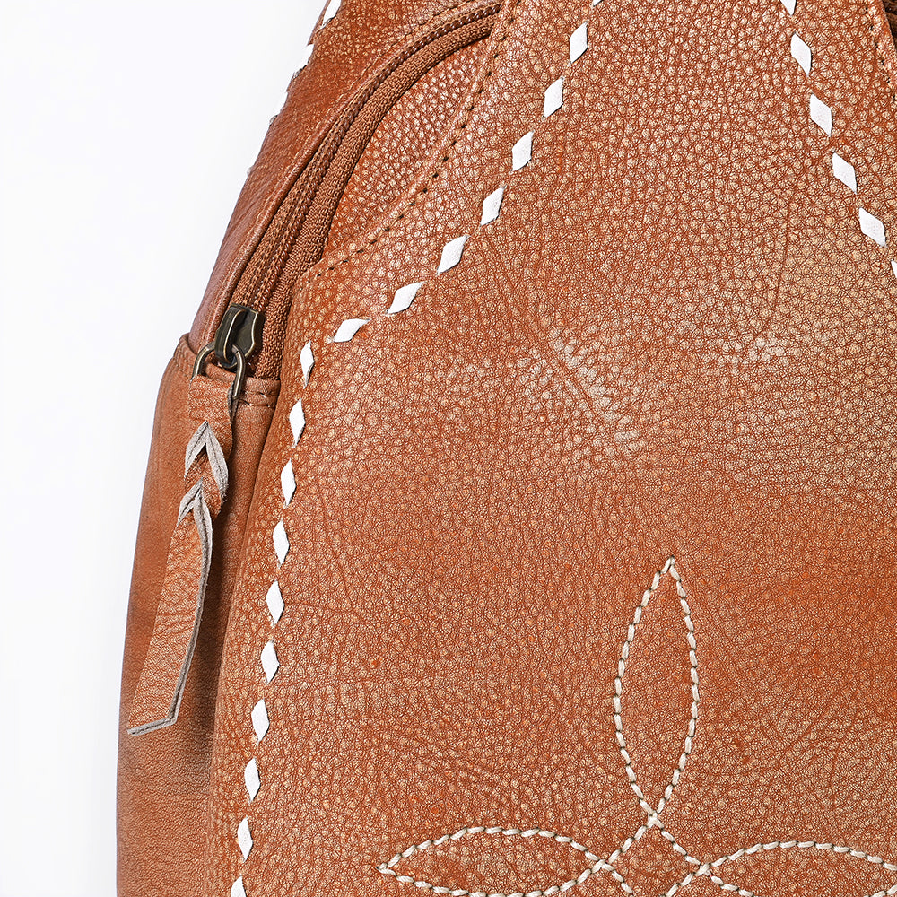 ADBGM605 Genuine Leather Western Sling Bag with White Stitching & Crossbody Strap