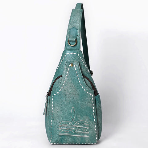 ADBGM605 Genuine Leather Western Sling Bag with White Stitching & Crossbody Strap