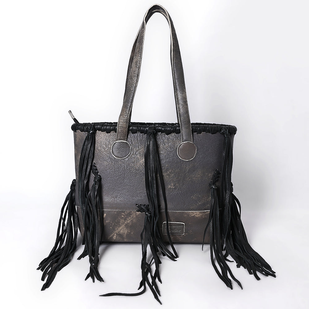 ADBGM606 Tote Bag - Genuine Hair-On Leather Western Fringe Tote with Conchos