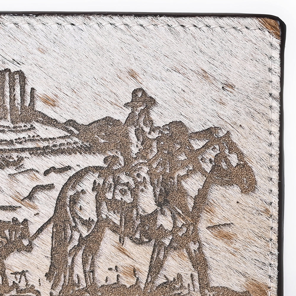ADBGM454 Western Hair-On Leather Rodeo Wallet - Engraved Design